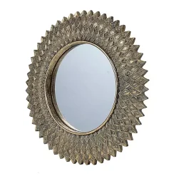 New Kirklands Home Round Gold Textured Diamond Wall Mirror