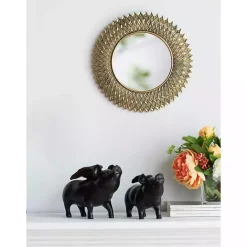 New Kirklands Home Round Gold Textured Diamond Wall Mirror