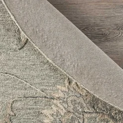 Discount Kirklands Home Round Gray and Botanical Area Rug, 4x4 Blue
