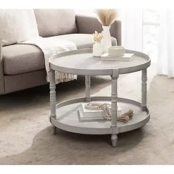 Discount Kirklands Home Round Bellport Coffee Table Gray