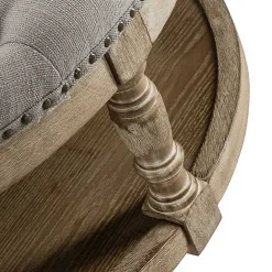 Kirklands Home Round Cepheus Tufted Ottoman Gray