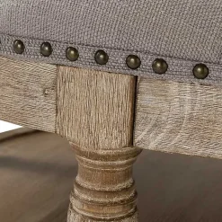 Kirklands Home Round Cepheus Tufted Ottoman Gray