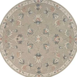 Hot Kirklands Home Round Traditional Floral Area Rug, 4x4 Gray
