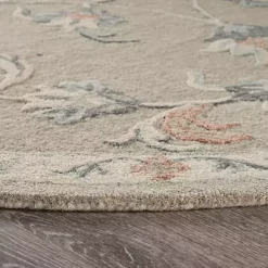 Hot Kirklands Home Round Traditional Floral Area Rug, 4x4 Gray