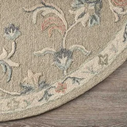 Hot Kirklands Home Round Traditional Floral Area Rug, 4x4 Gray