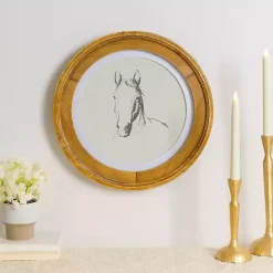 Kirklands Home Round Horse Portrait Framed Art Print White