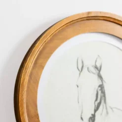 Kirklands Home Round Horse Portrait Framed Art Print White