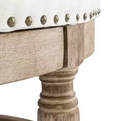 Discount Kirklands Home Round Cepheus Tufted Ottoman Ivory