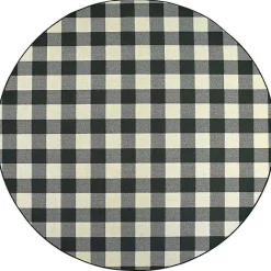 Hot Kirklands Home Round Madura Buffalo Check Outdoor Area Rug, 7 ft.
