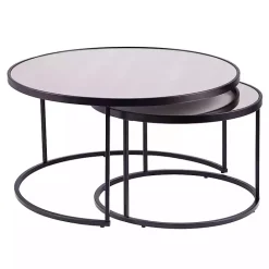 Discount Kirklands Home Round Mirrored Nesting Tables, Set of 2 Black