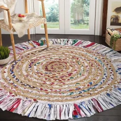 Clearance Kirklands Home Round Multicolor Braided Jute Area Rug, 3x3