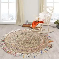 Clearance Kirklands Home Round Multicolor Braided Jute Area Rug, 3x3