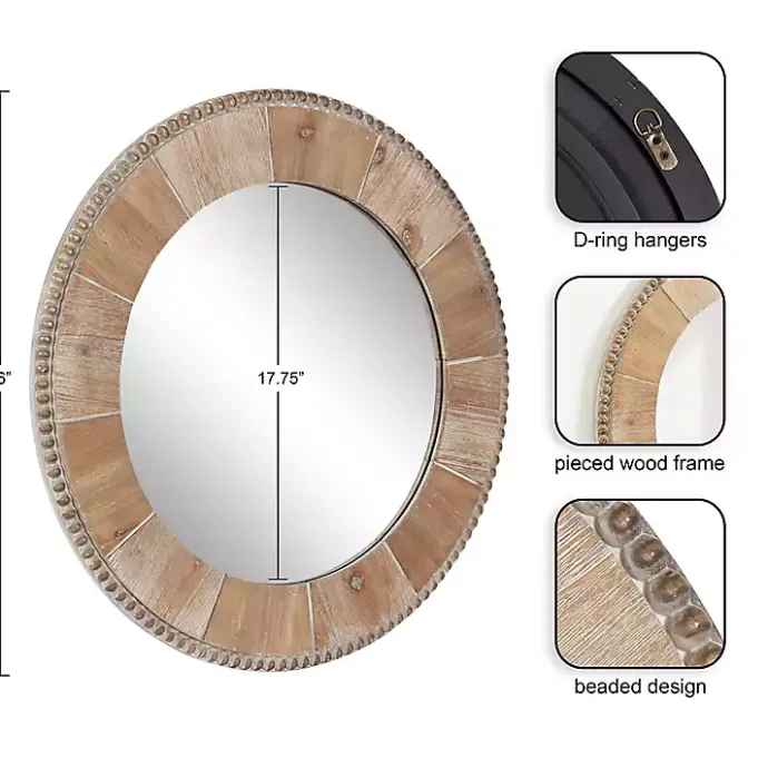 Best Kirklands Home Round Natural Calona Wood Wall Mirror