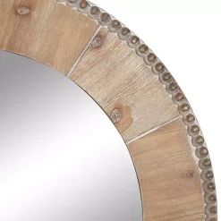 Best Kirklands Home Round Natural Calona Wood Wall Mirror