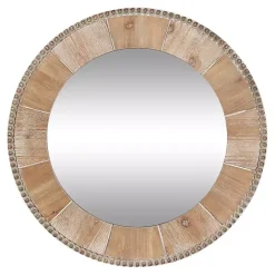Best Kirklands Home Round Natural Calona Wood Wall Mirror