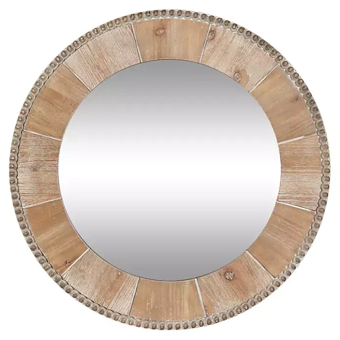Best Kirklands Home Round Natural Calona Wood Wall Mirror