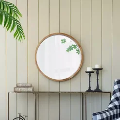 Best Kirklands Home Round Natural Light Wood Wall Mirror