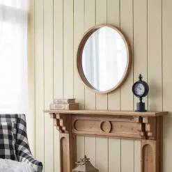 Best Kirklands Home Round Natural Light Wood Wall Mirror