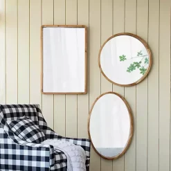 Best Kirklands Home Round Natural Light Wood Wall Mirror