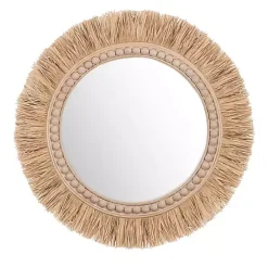 Online Kirklands Home Round Natural Rattan Beaded Wall Mirror