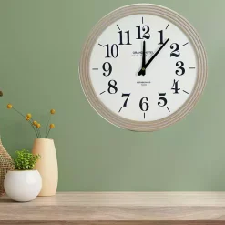 Discount Kirklands Home Round Natural Reed Frame Wall Clock