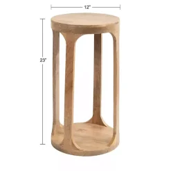 Hot Kirklands Home Round Natural Wood Dani Accent Table Tan