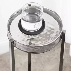 Hot Kirklands Home Round Pewter Aguilar Accent Table