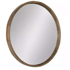 Clearance Kirklands Home Round Rustic Wood Hutton Mirror Brown