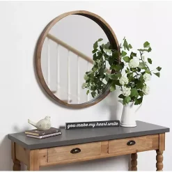 Clearance Kirklands Home Round Rustic Wood Hutton Mirror Brown