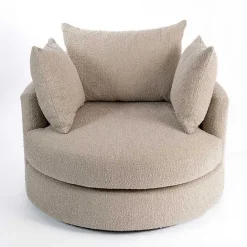 Online Kirklands Home Round Sand Boucle Swivel Accent Chair Tan