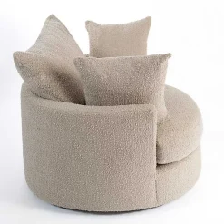 Online Kirklands Home Round Sand Boucle Swivel Accent Chair Tan
