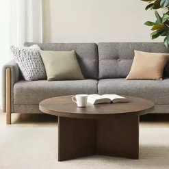 Online Kirklands Home Round Walnut Wood Starburst Coffee Table Brown