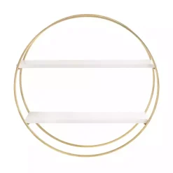 Hot Kirklands Home Round White Wood Sequoia Wall Shelf