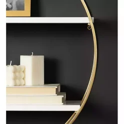 Hot Kirklands Home Round White Wood Sequoia Wall Shelf