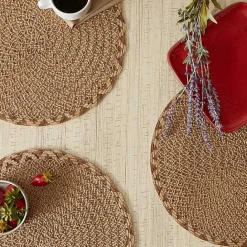 Outlet Kirklands Home Round Woven Lattice Placemats, Set of 6 Brown