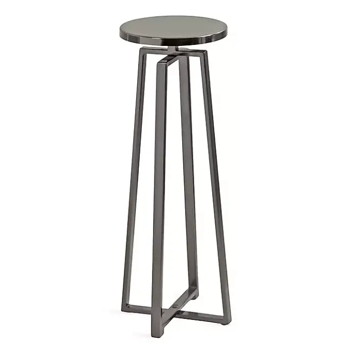 Discount Kirklands Home Round Zia Pewter Metal Accent Table Gray