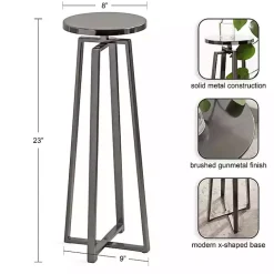 Discount Kirklands Home Round Zia Pewter Metal Accent Table Gray