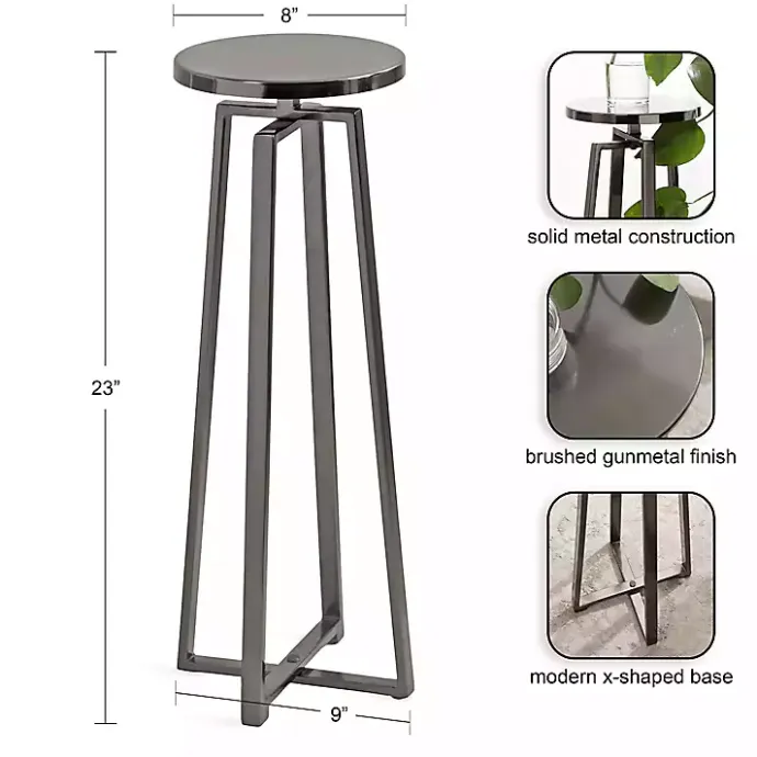 Discount Kirklands Home Round Zia Pewter Metal Accent Table Gray