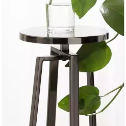 Discount Kirklands Home Round Zia Pewter Metal Accent Table Gray