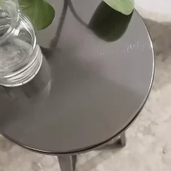 Discount Kirklands Home Round Zia Pewter Metal Accent Table Gray