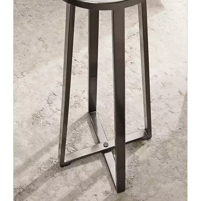 Discount Kirklands Home Round Zia Pewter Metal Accent Table Gray