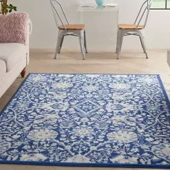 Best Kirklands Home Royal Blue Floral Motif Area Rug, 5x7