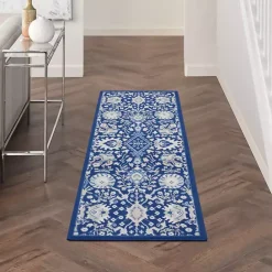 Kirklands Home Royal Floral Motif Runner Blue