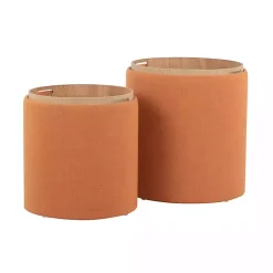 Discount Kirklands Home Rust Upholstered Ottomans with Tray Tops, Set of 2 Orange