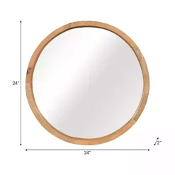 Outlet Kirklands Home Rustic Brown Acacia Round Wall Mirror