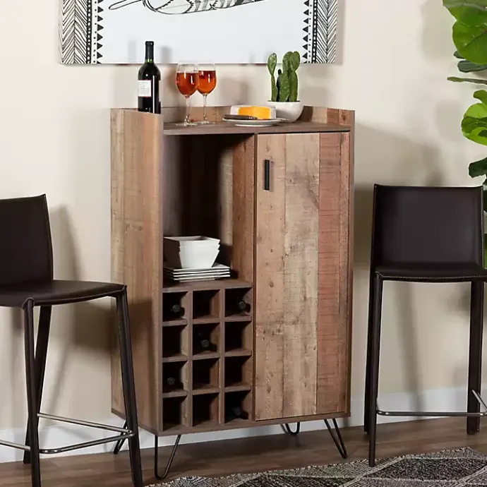 Outlet Kirklands Home Rustic Hairpin Wine Cabinet Brown