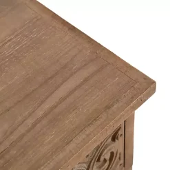 Outlet Kirklands Home Rustic Ornate Carved Wood Accent Table Brown