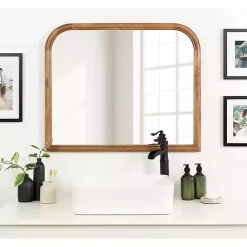 Best Kirklands Home Rustic Brown Wide Arch Wall Mirror