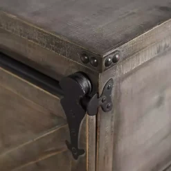 Discount Kirklands Home Rustic Fir Wood Rolling Barn Door Cabinet Gray
