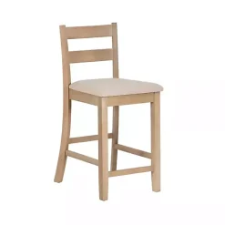 Clearance Kirklands Home Rustic Graywash Wood Upholstered Counter Stool Brown